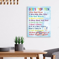 God’s Rules Bible Posters for Kids – 12×15 Canvas Wall Decor