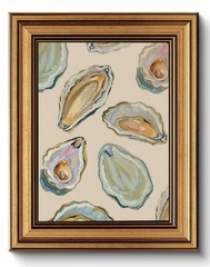 Gold Framed Coastal Oyster Shell Canvas Wall Art for Kitchen/Dining 8x10in