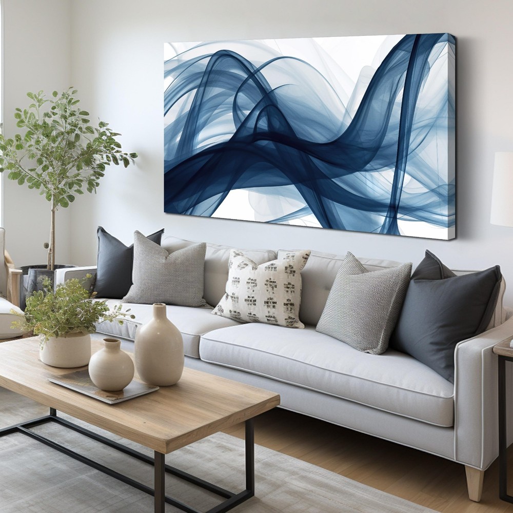 Blue and White Abstract Wall Art Print for Bedroom Living Room Office 24×48
