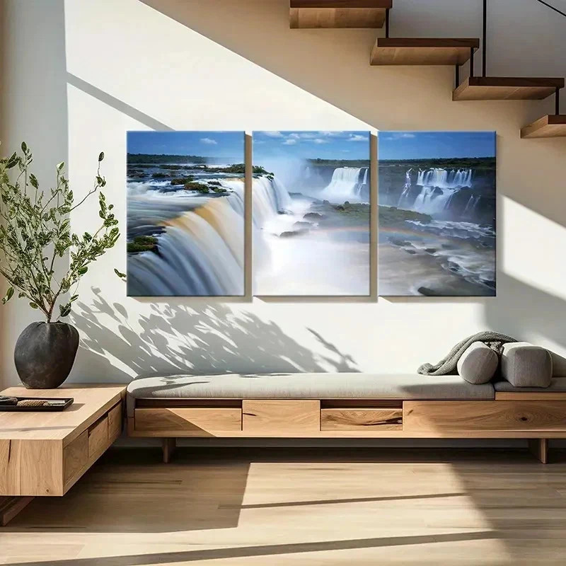 3pcs Iguazu Falls Argentina Natural Wall Art Canvas Framed 50x70cm