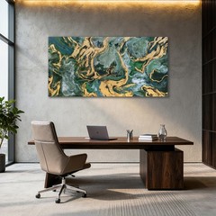 Emerald Green Abstract Wall Art Fluid Canvas Wall Decor Modern Art Prints for…