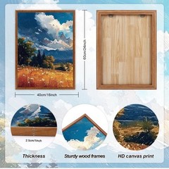 Mountain Wilderness Sunset Framed Canvas Wall Art,Nature Country Scenery Wall De