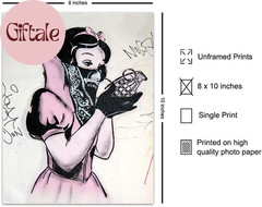Banksy Poster – 8X10 Funny Gangster Snow White Hand Grenade – Urban Graffiti Wal