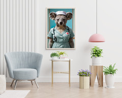 Nurse Koala Portrait, Animal Portrait, Realistic Animal Portrait,Animal Wall Art