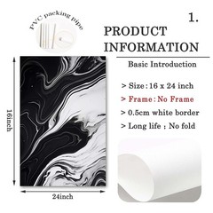 Black and White Marble Wall Art Abstract Painting Canvas for Living Room Bedr…