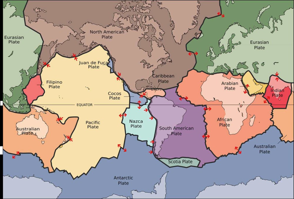 Map of Earths Principal Tectonic Plates Home School Office Decor Wall Art Poster