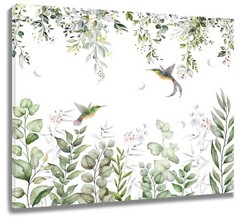 Green Leaf Plant Wall Art for Living Room – Pink Floral With Eucalyptus and H…