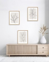 Gallery-Style 12x16in Minimalist Botanical Wall Art – Set of 3 Framed Prints