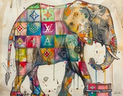 Fashion Inspired Elephant Print 11×17 Wall Decor Trendy Wall Art By Denardai