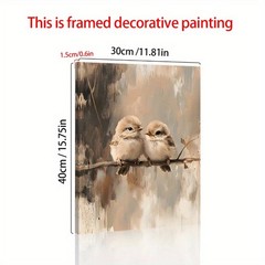 Two Sparrows Branch Vintage Canvas Wall Art, Soft Neutral Bedroom Wall Decor
