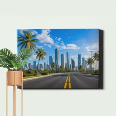 Palm Tree City Skyline Poster Print Boulevard Urban Photo Style