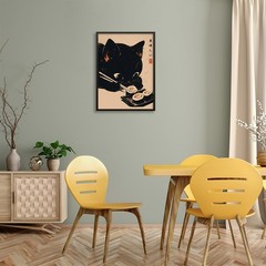 Japanese Cute Black Cat Animal Canvas Poster Delicious Food Sushi Wall Art Vi…