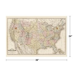 United States of America 1867 Antique Style Map Art Print Poster 24×36