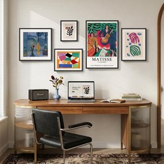 Large Framed Matisse Canvas Wall Art for Living Room, 5 Piece Abstract Modern…