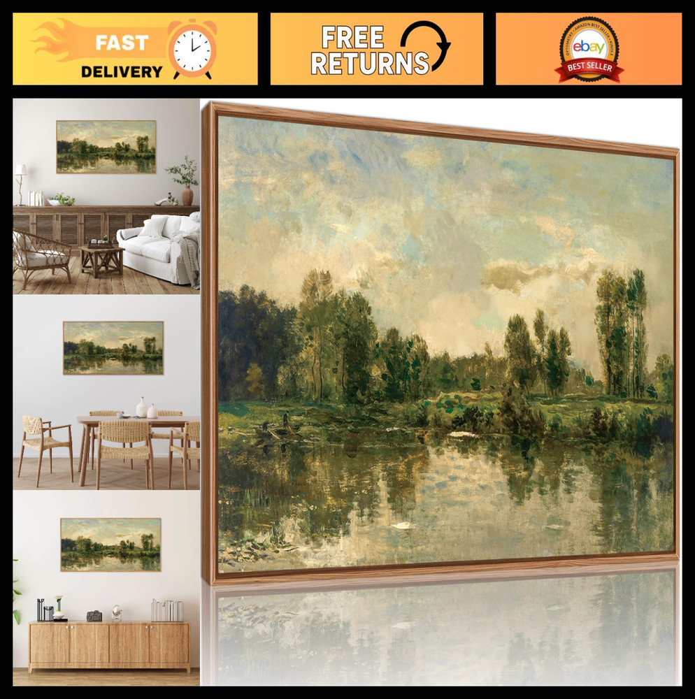 Vintage Nature Framed Canvas Wall Art Set of 3 – Rustic Farmhouse Decor, Olive G