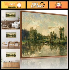 Vintage Nature Framed Canvas Wall Art Set of 3 – Rustic Farmhouse Decor, Olive G