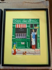 Vtg Cute Set Of 2 Paris Cafe Prints Metal Frame 8.5×10 Inch