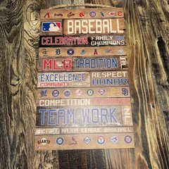 MLB 30 Teams Logo Wall Art Baseball Home Decor Hobby Lobby 11in x 19 in
