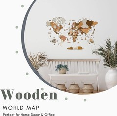 Birch Plywood World Map Wall Decor – Retro Style