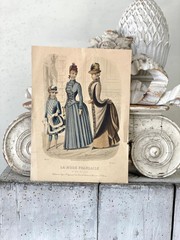 Historical REFERENCE 1886 French Fashion antique French Illustration toned draw