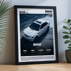 BMW E46 M3 Poster German Sports Car Wall Art Classic M3 Coupe Print Decor