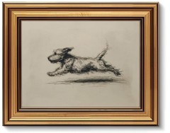Vintage Gold Framed Running Dog Wall Art Dog Sketch Print Minimalist Zoomies …
