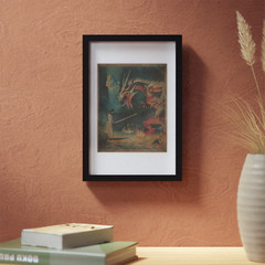 Retro DRAGON SLAYER Wall Art, Fantasy Sword Warrior Dinosaur Girl Poster Print