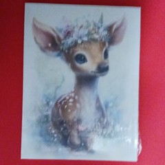 Modern Deer Floral Crown Vertical Canvas Print Wall Art, Ready To Hang