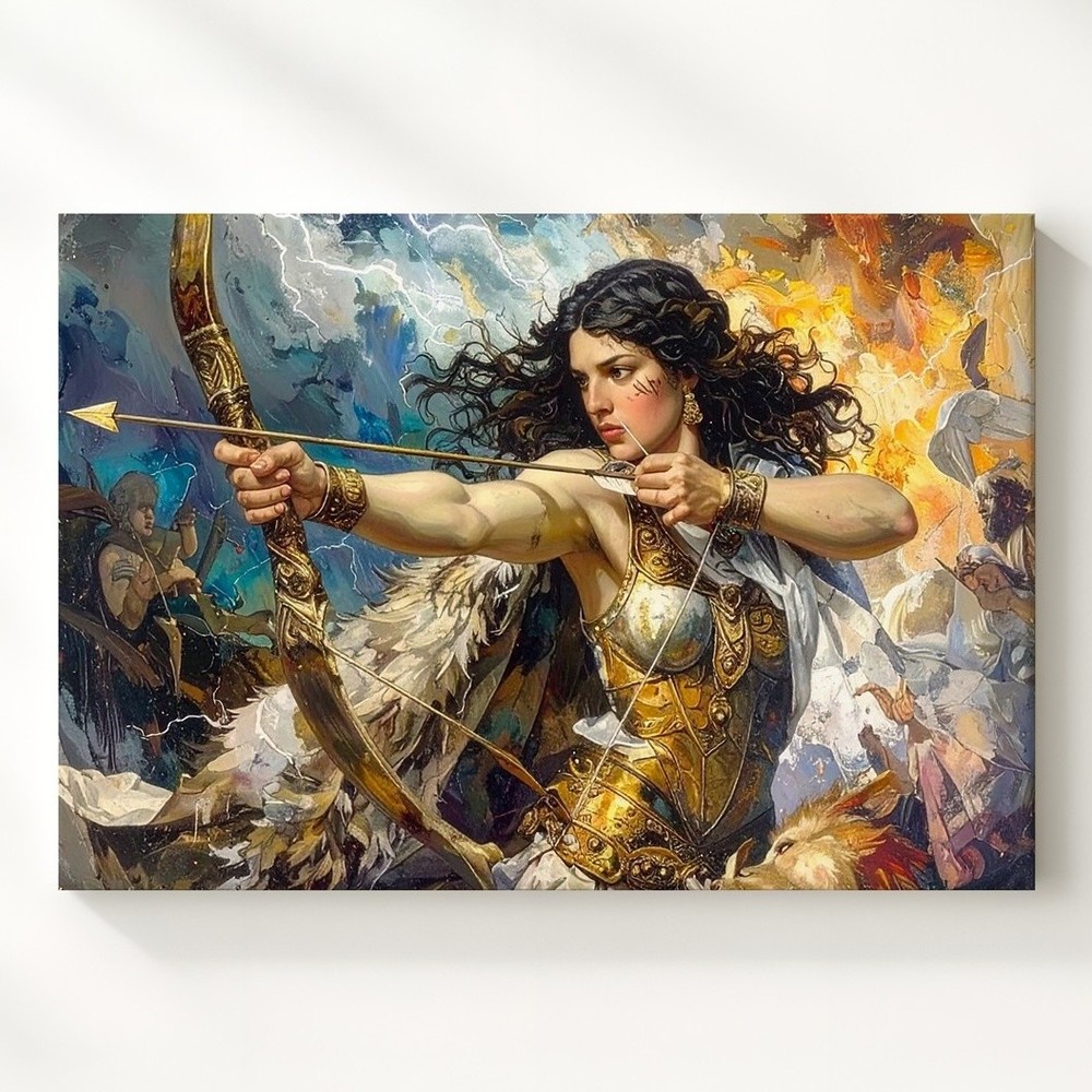 Amazon�S Wrath Canvasmythical Warrior Woman In Epic Battle Scene Wall Art