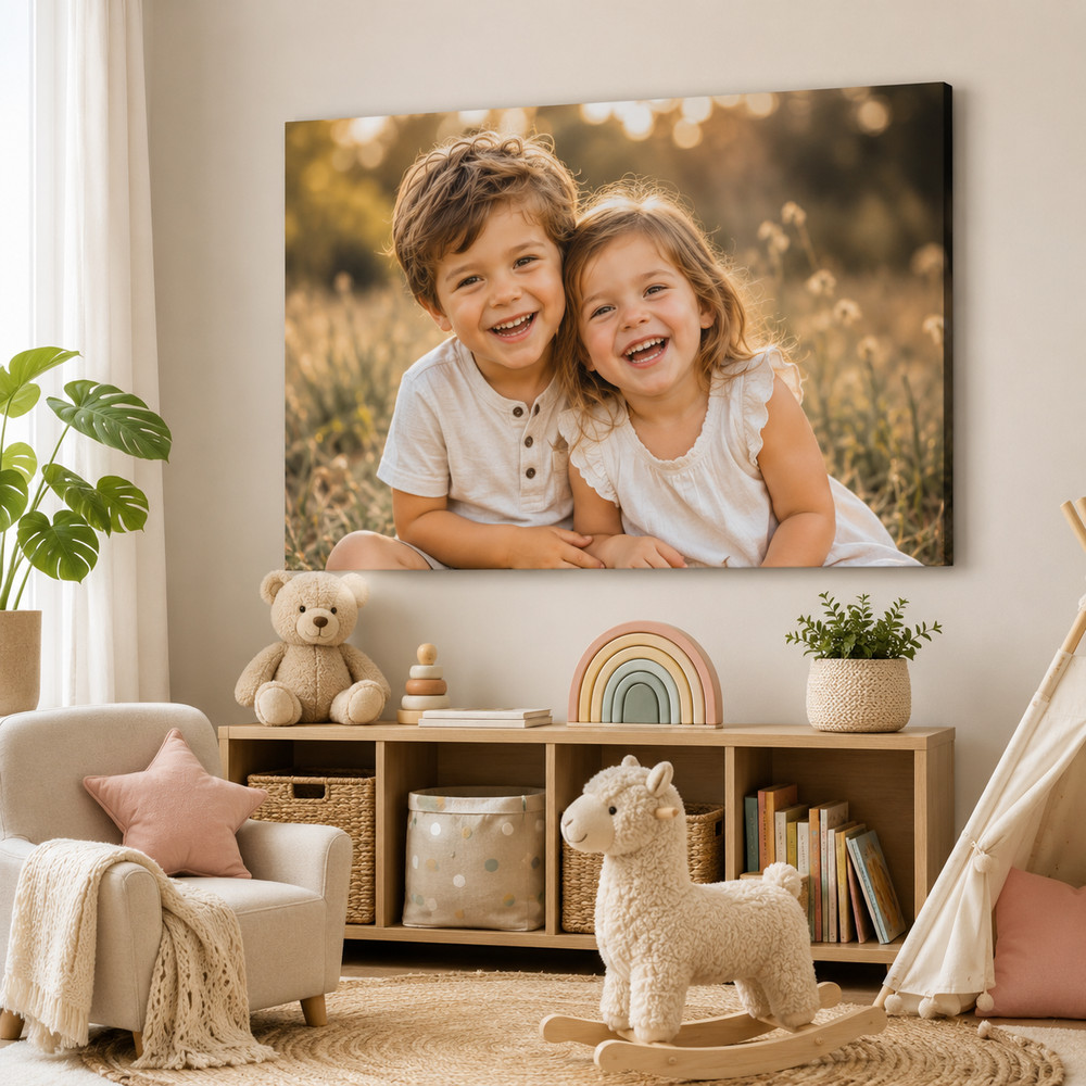 Custom Family Photo Canvas Print Personalized Framed Wall Art Gift