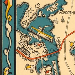 Color Pictorial Map of Maine Boothbay Harbor and vicinity Old Dirigo circa 1931