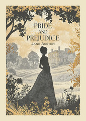 Pride and Prejudice Book Cover Art Poster Literary Gift for Book Lovers Wall Art