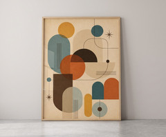Mid-Century Modern Wall Art Geometric Abstract Poster Retro Print Decor