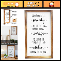 Serenity Prayer Wall Art 11×16 – Rustic Farmhouse Decor, Christian Sign, Unisex