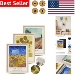 Iconic Van Gogh Framed Art Prints 3pc 12x16in Sunflowers Wheatfield Living Room