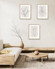 Gallery-Style 12x16in Minimalist Botanical Wall Art – Set of 3 Framed Prints