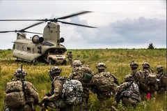U.S. Army Airborne Division (CH-47 Chinook-Humvee) POSTER 24 X 36 Inches