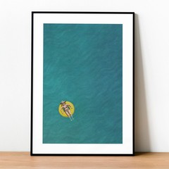 Retro Pool Float Poster Coastal Bathroom Wall Art Turquoise Water Summer Print