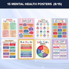 15 Mental Health Posters for Office – 11X14In Mental Health Decor Therapy Offic