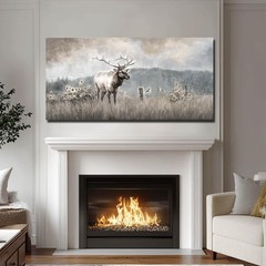 Large Bull Elk Wall Art, Deer Wildlife Canvas Print, Rustic Modern Farmhouse …