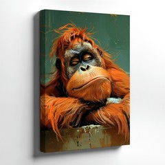Wall Art Orangutan Portrait Canvas Print Animal Wildlife Ape Modern Home Decor
