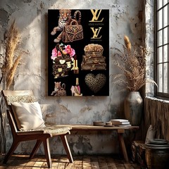Wall Art Fashion Portrait Blonde Woman Sitting on Steps Denim Sneakers Print
