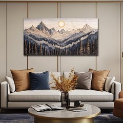 Abstract Mountain Landscape Wall Painting Wall Poster Prints,DIY Framed 24″x48″
