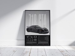 Porsche 718 Cayman GT4 Poster | Modern Sports Car Wall Art | Enthusiast Gift