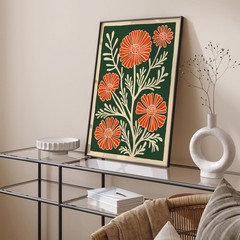 Retro Flower Poster, Mid Century Modern Botanical Wall Art Print