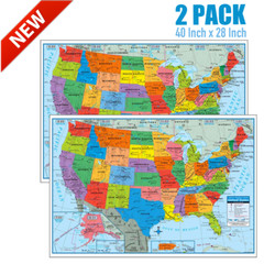 2x Wall Map Of The United States USA Road Travel Maps City Name US Poster 28×40″