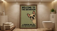 Vintage French Bulldog Poster Funny Frenchie Bathroom Wall Art Decor Print