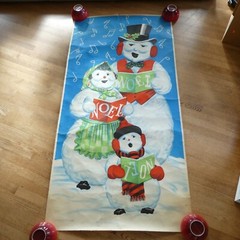 Phillip Sales Snowman Carolers Large Door Poster Lithograph 36×72 inch Vintage