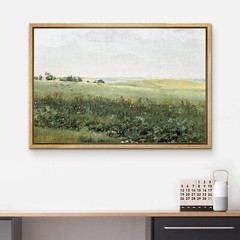 Meadow Hillsid Nature Wall Art Vintage Landscape Framed Canvas Print