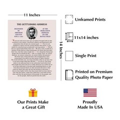 Abraham Lincoln «The Gettysburg Address» Wall Art, 11×14″ US Historical Poster